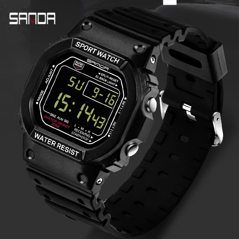 SANDA Brand Watch Fashion LED Digital Sports Military Watches Electronic Wrist Band Clock Ladies Rubber strap Reloj de hombre