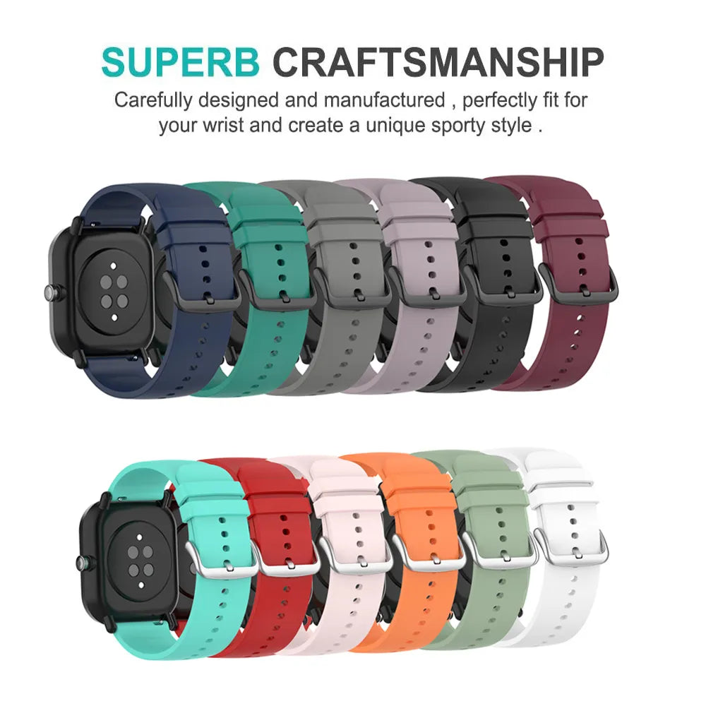 20mm Silicone Watch Strap For Amazfit GTS 4/2 Mini Strap Replacement Strap For Amazfit GTS/GTS 2/4 Strap For Amazfit Bip/U/U Pro