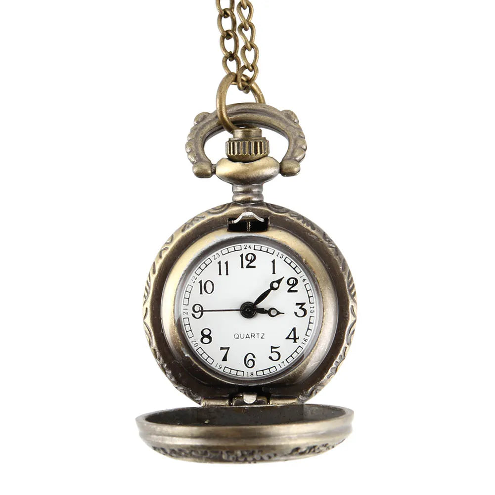 Elegant Fashion Vintage Pocket Watch Alloy Roman Number Dual Time Display Clock Necklace Chain Watches boy girl Birthday Gifts