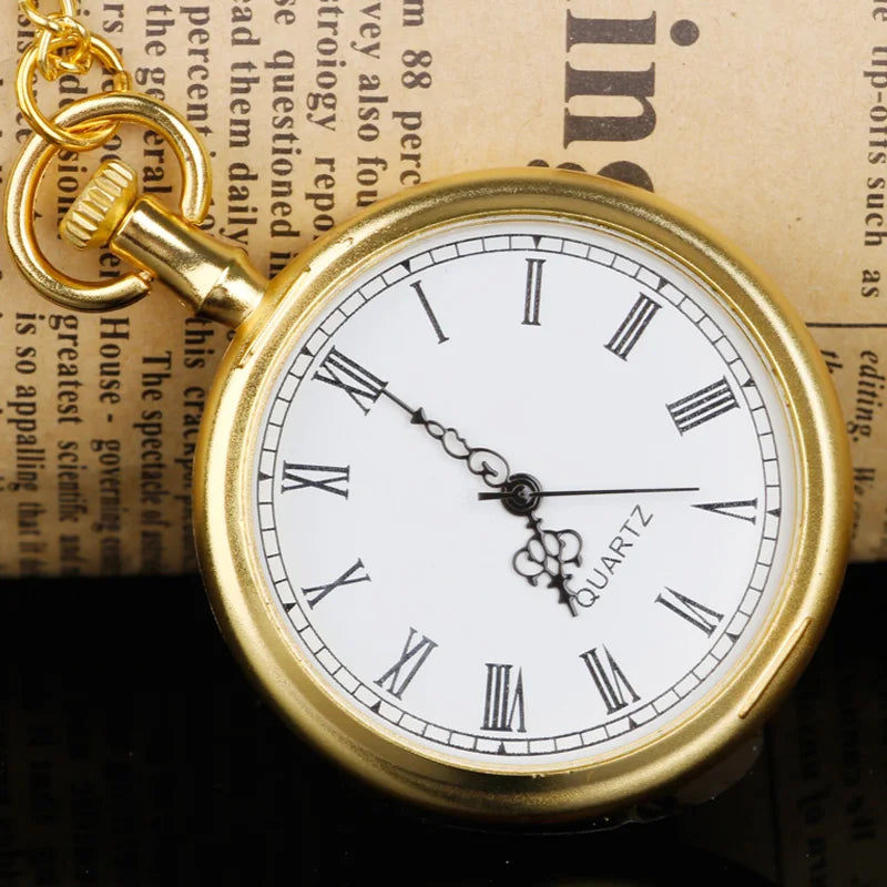 Retro Quartz Movement Pocket Watch Men Women Fashion Pendant Clock with Necklace Chain