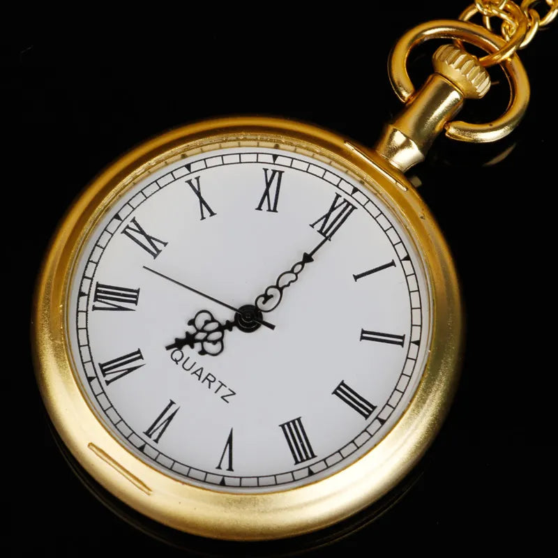 Retro Quartz Movement Pocket Watch Men Women Fashion Pendant Clock with Necklace Chain