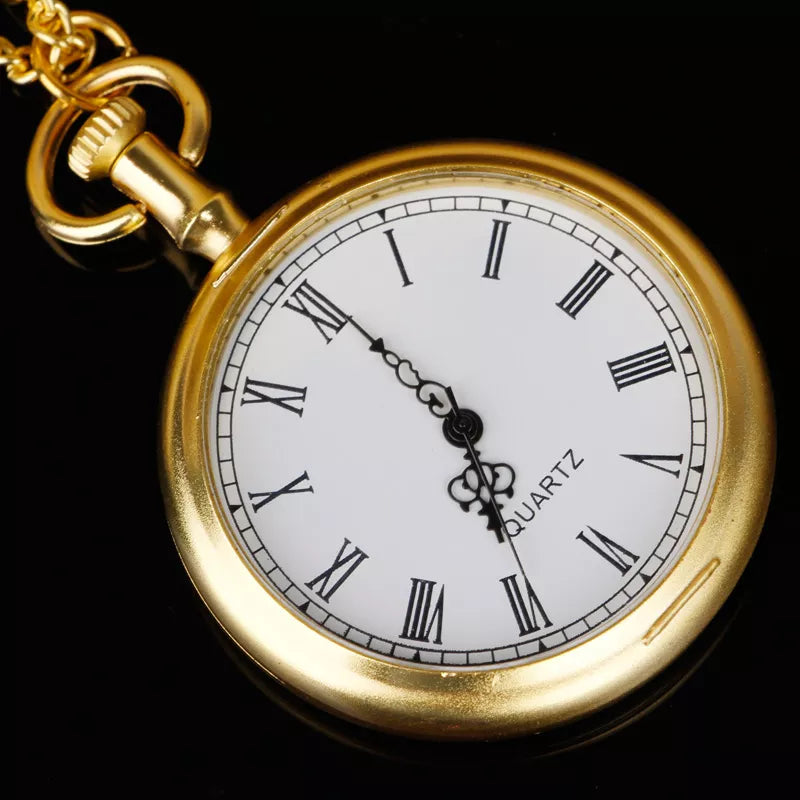 Retro Quartz Movement Pocket Watch Men Women Fashion Pendant Clock with Necklace Chain