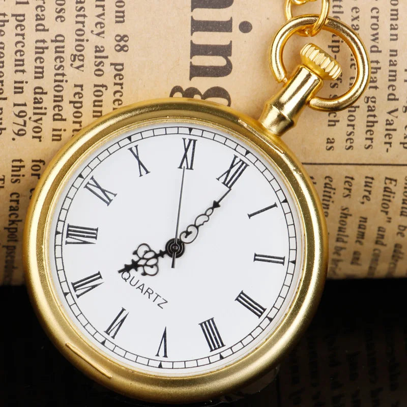 Retro Quartz Movement Pocket Watch Men Women Fashion Pendant Clock with Necklace Chain