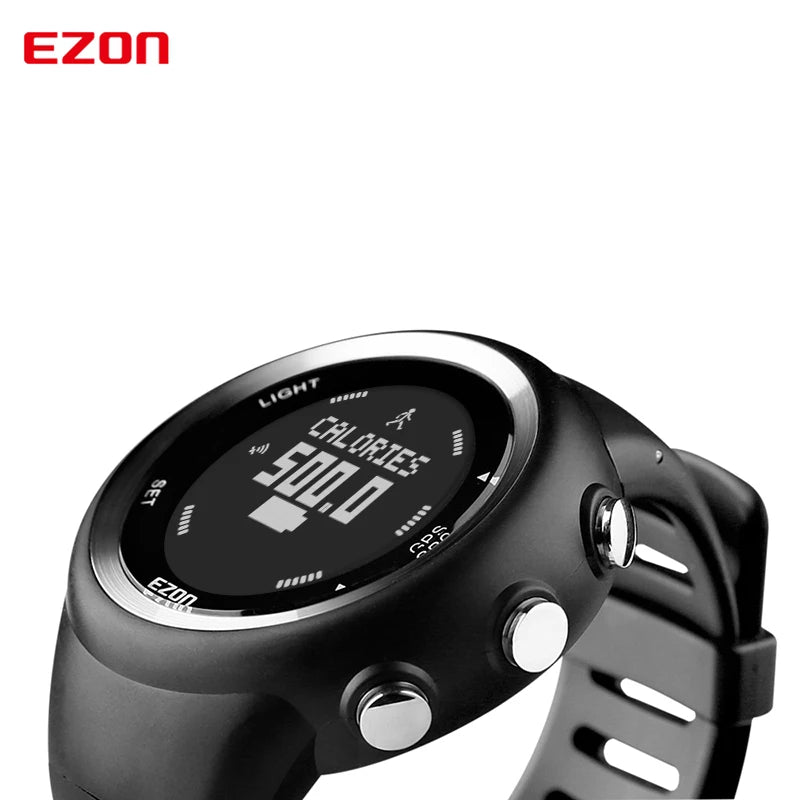 Men's Digital Sport Wristwatch GPS Running Watch With Speed Pace Distance Calorie Burning  Stopwatch 50M Waterproof EZON T031