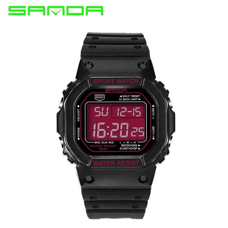 SANDA Brand Watch Fashion LED Digital Sports Military Watches Electronic Wrist Band Clock Ladies Rubber strap Reloj de hombre