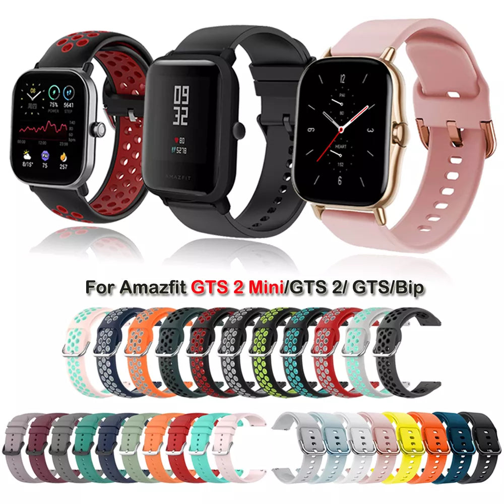 20mm Silicone Watch Strap For Amazfit GTS 4/2 Mini Strap Replacement Strap For Amazfit GTS/GTS 2/4 Strap For Amazfit Bip/U/U Pro