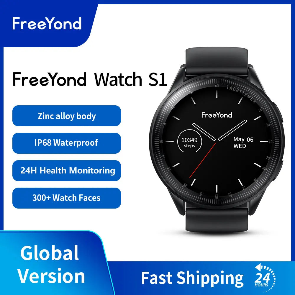 FreeYond Watch S1 IP68 Waterproof Blood Oxygen Heart Rate Sleep Monitor Smart Watch For Android iOS 100 Sport Models Smartwatch