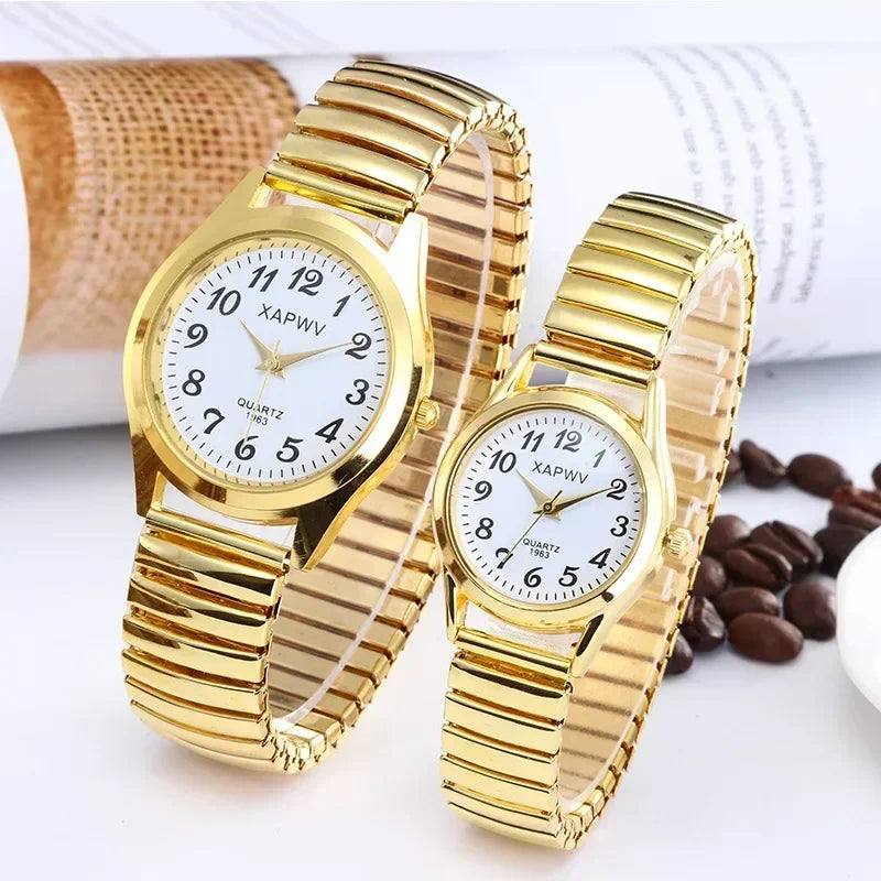 Fashion Women Men Watch Flexible Elastic Band Quartz Wrist Watch Steel Strap Couple Watch Gift