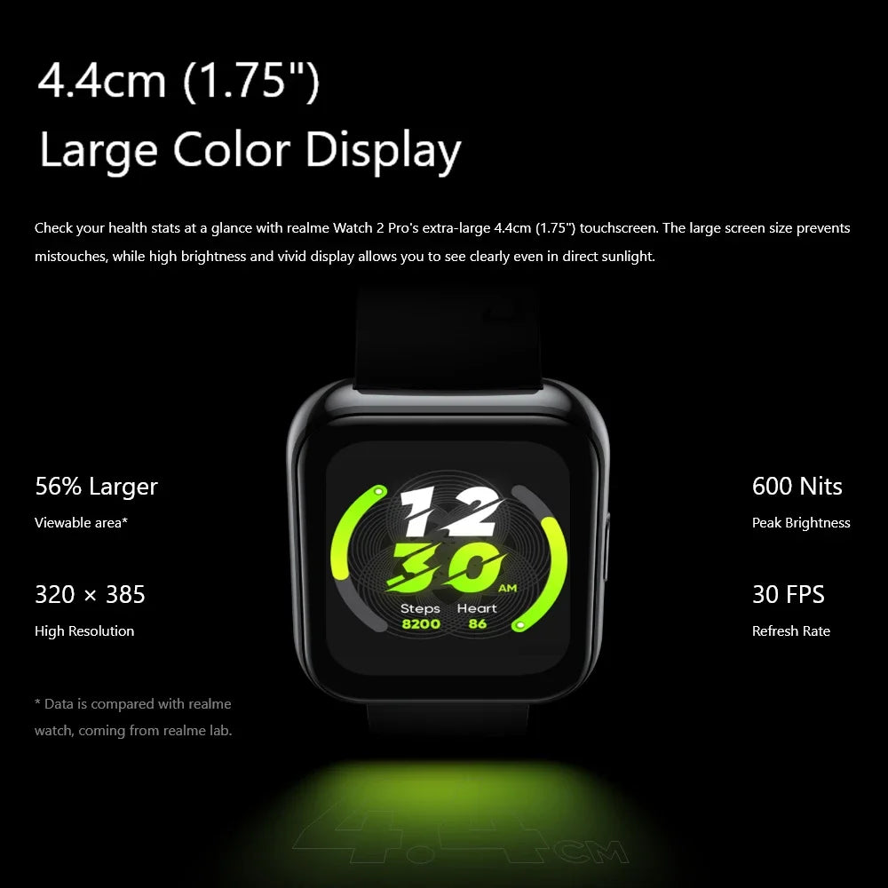 Realme Watch 2 Pro Global Version Smartwatch 1.75" Touch Color Screen Gps Blood Oxygen Heart Rate Monitor Waterproof Sport Watch