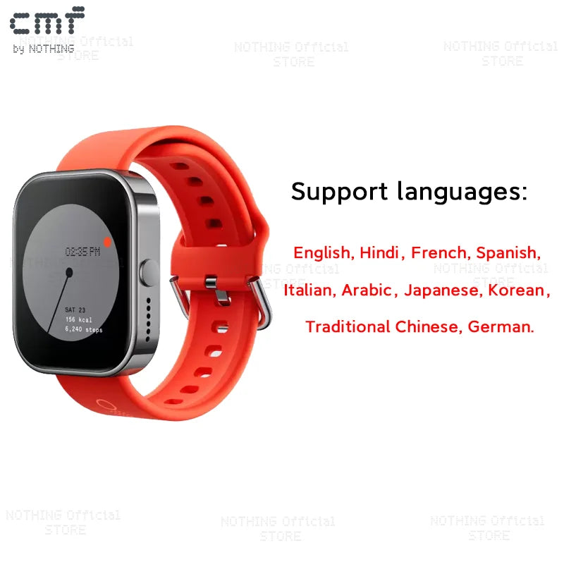 Global Version CMF by Nothing Watch Pro 1.96" AMOLED Bluetooth 5.3 BT Calls with AI Noise Reduction GPS Smartwatch CMF watch Pro