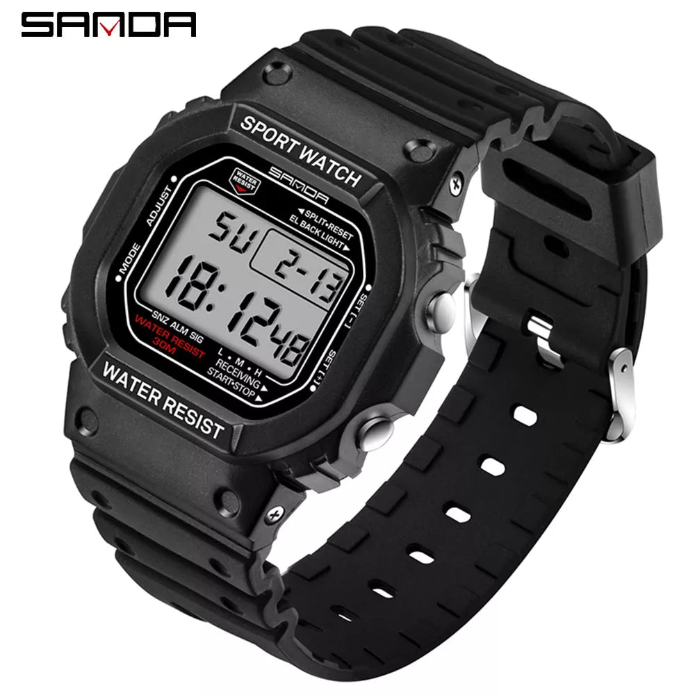 SANDA Brand Watch Fashion LED Digital Sports Military Watches Electronic Wrist Band Clock Ladies Rubber strap Reloj de hombre