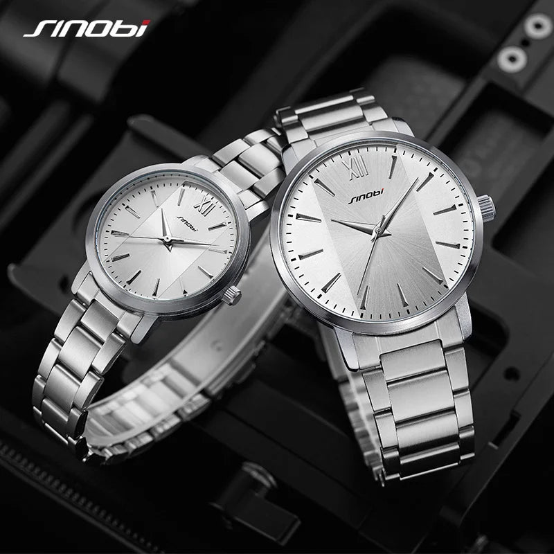 Sinobi 2022 Fashion Men Quartz Watches Stainless Steel Man Woman Watch Couple Wristwacthes Wedding gift Clcok Relojes Homble