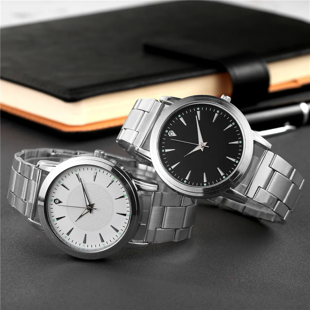 Luxury 2023 Fashion Diamond Couple Wristwatches Stainless Steel Silver Mesh Strap Female Quartz Watch Luminous Women Watches Top