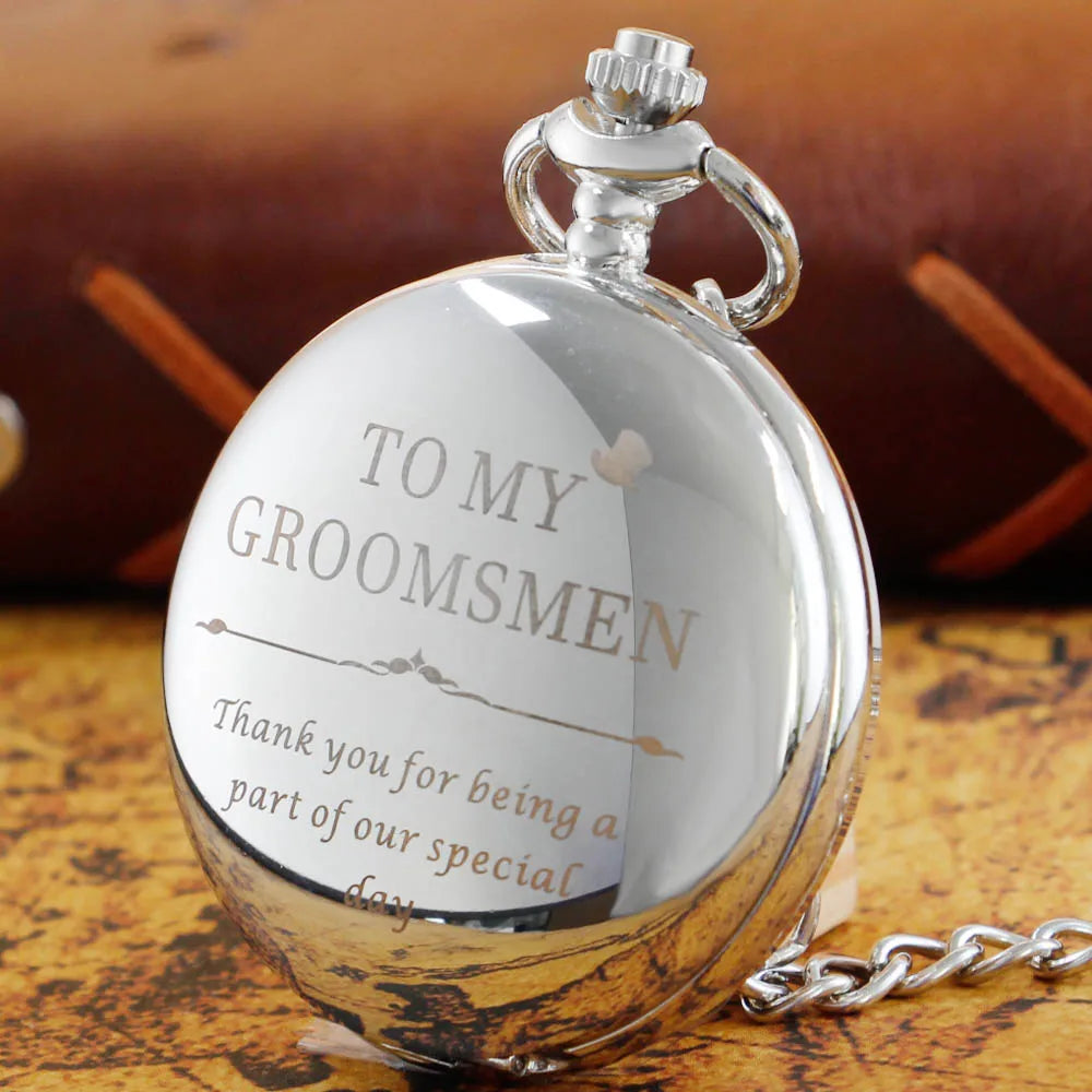 New “To My Groomsman” Pocket Watches Necklace Pendant Necklace Quartz Pocket Watch Birthday Wedding Anniversary Gift