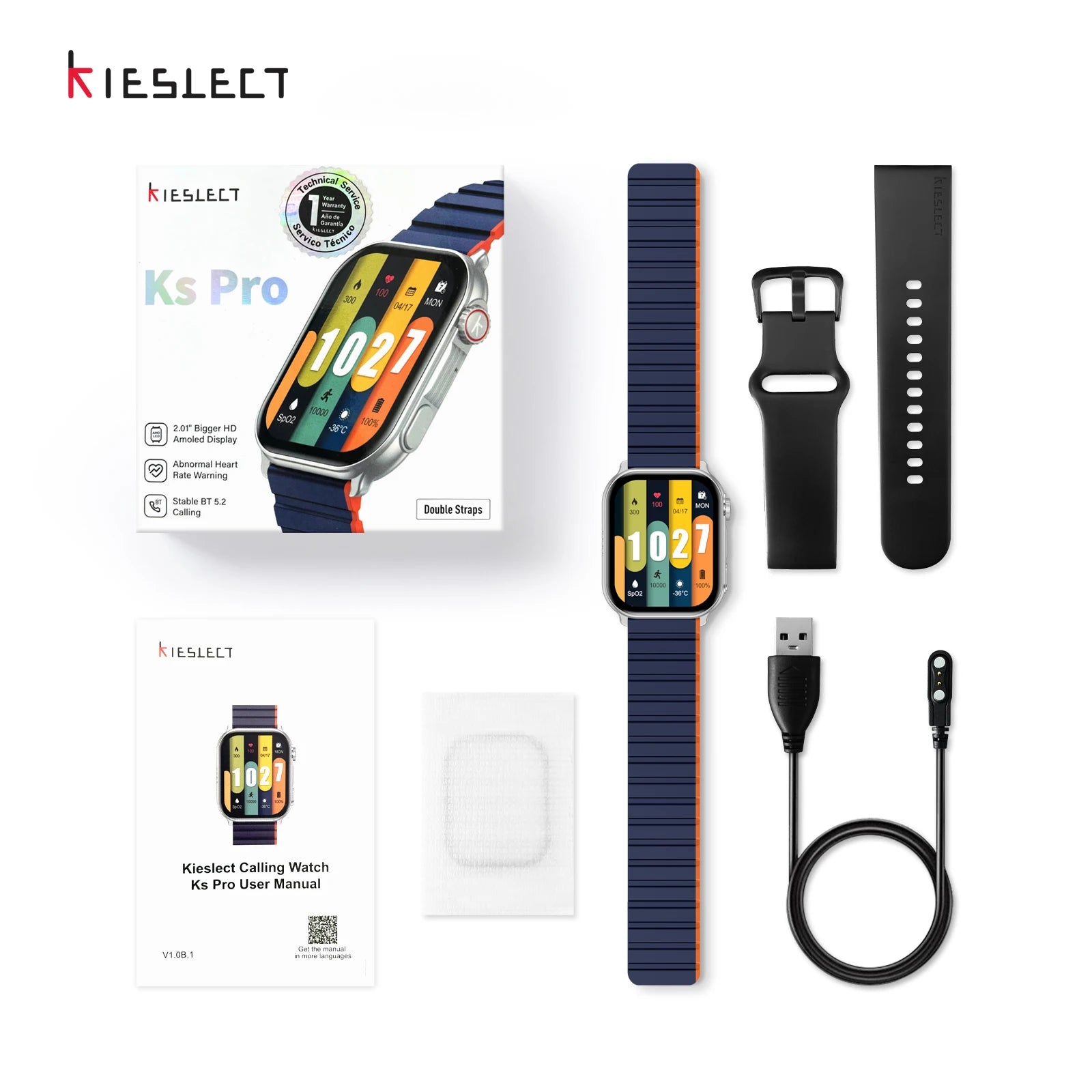 Kieslect Ks Pro Smartwatch 2.01 Inch Super Large AMOLED HD Display KIES OS 2.0 Bluetooth Calling Sports Smart Watch for Men Gift