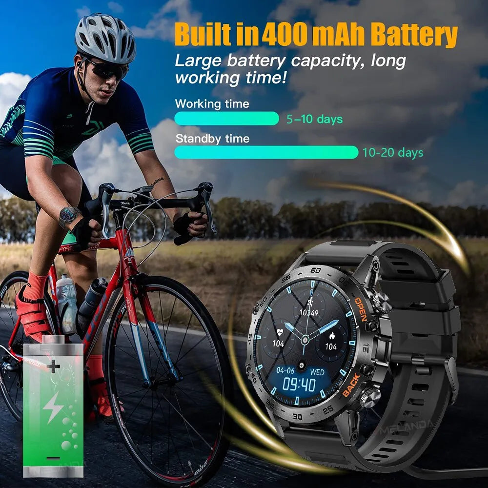 MELANDA Steel 1.39" Bluetooth Call Smart Watch Men Sports Fitness Tracker Watches IP68 Waterproof Smartwatch for Android IOS K52