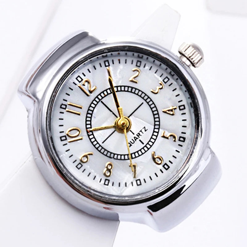 Mini Couple Watches for Women Men Ring Watch Round Dial Arabic Numerals Analog Quartz Ring Watches Ladies Finger Ring Watch Gift