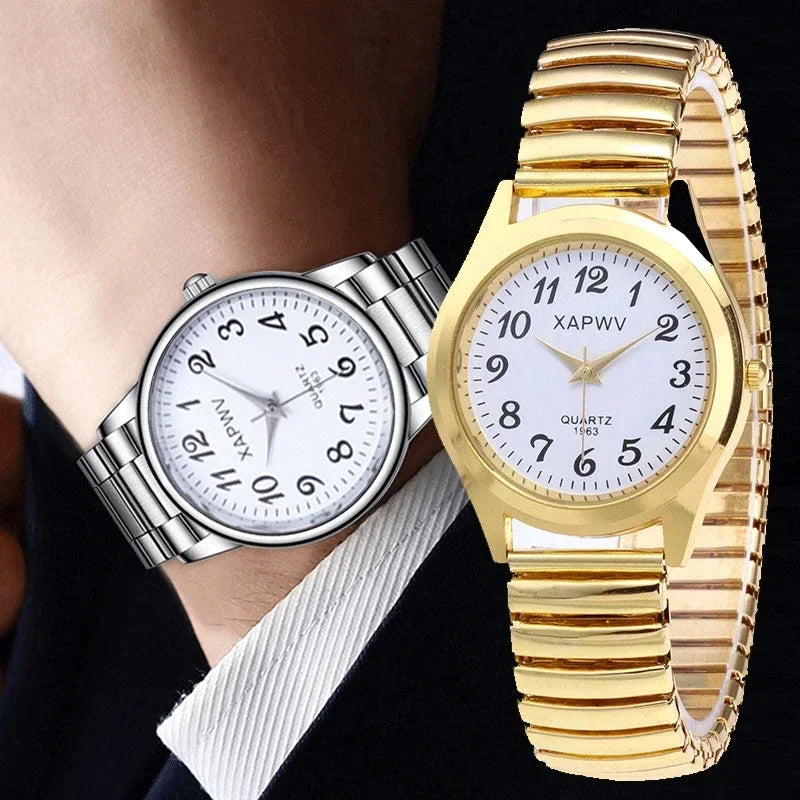 Fashion Women Men Watch Flexible Elastic Band Quartz Wrist Watch Steel Strap Couple Watch Gift