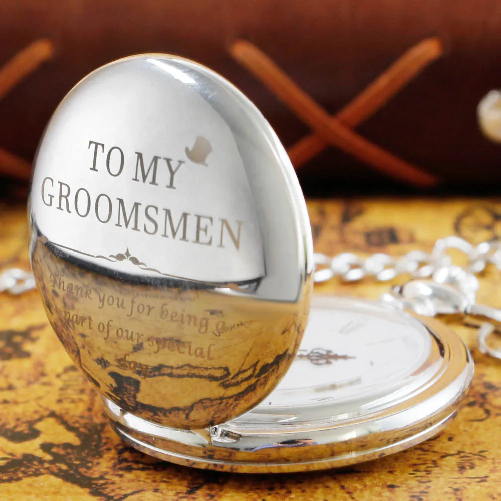 New “To My Groomsman” Pocket Watches Necklace Pendant Necklace Quartz Pocket Watch Birthday Wedding Anniversary Gift